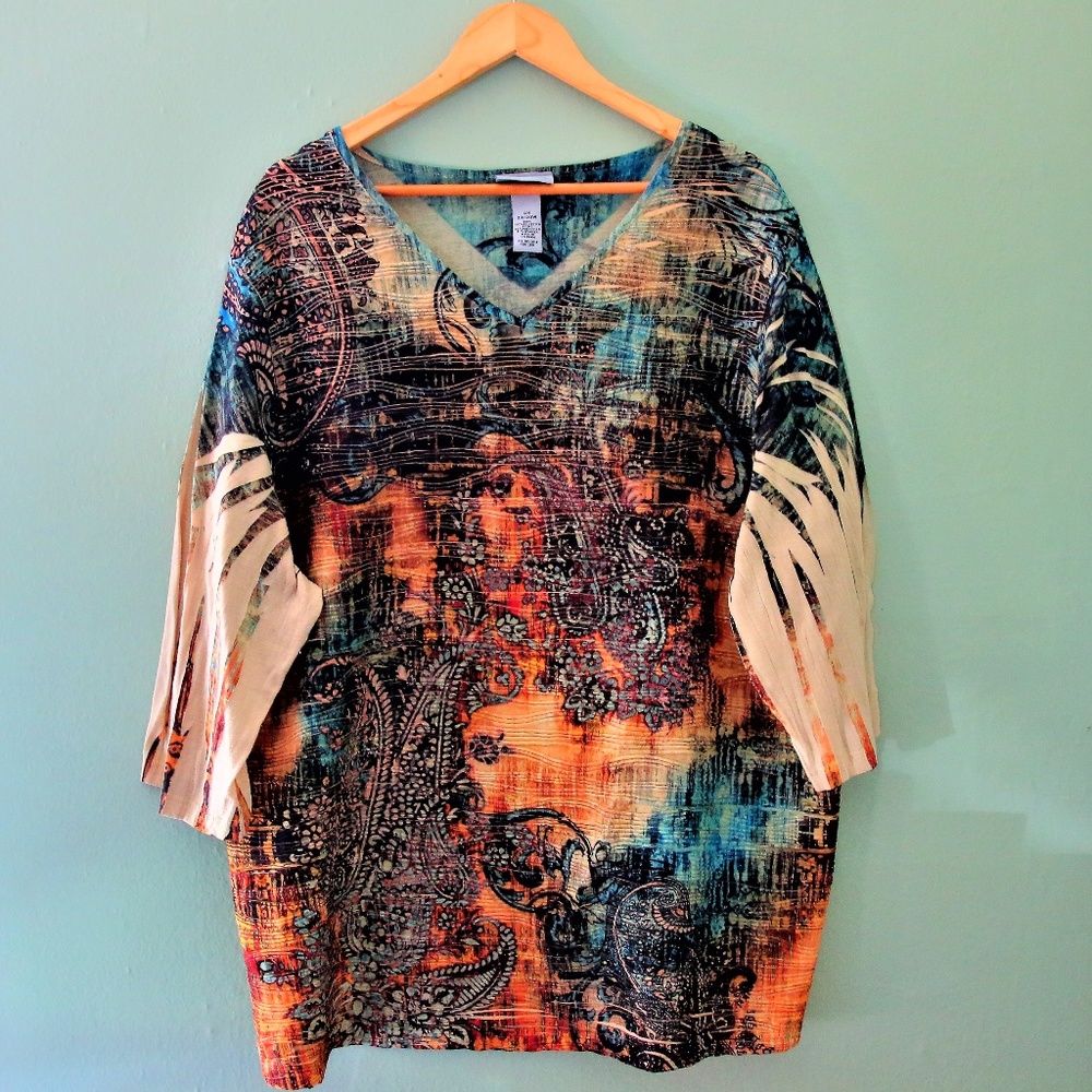 CATHERINES' Beautiful Batik Relief Blouse Size 2X